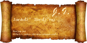Jankó Ibrány névjegykártya